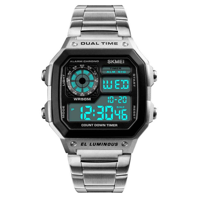 Reloj SKMEI Para Hombre Digital Contra Agua Plateado
